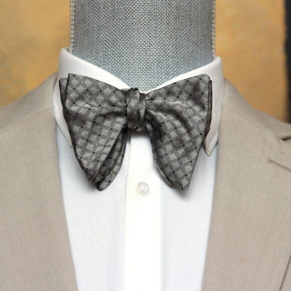 Men's Self-tied Bow Tie 100%Silk Big Butterfly Grey Ornament S661 - Picture 7 of 16